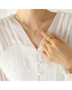 Simple Style Beaded Stainless Steel Necklaces Flower Titanium Steel Necklace 