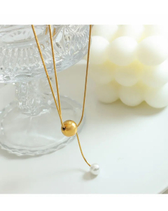 Simple Style Ball Pearl Pendent Titanium Steel Necklace Plating Stainless Steel Necklaces