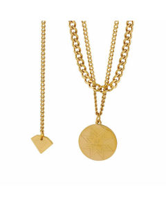 Fashion Layered Plating Stainless Steel Necklaces Round Star Titanium Steel Necklace 