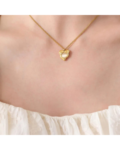 French Style Plating Inlay Opal Stainless Steel Necklaces Heart Shape Titanium Steel Necklace 