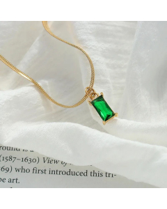 Retro Plating Zircon Stainless Steel Necklaces Rectangle Titanium Steel Necklace 