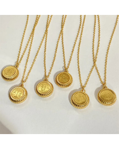 Fashion Round With Constellation Titanium Steel Necklace Plating Stainless Steel Necklaces