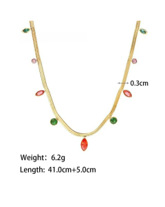 Fashion Gold Plated Zircon Stainless Steel Necklaces Round Oval Stainless Steel Necklace