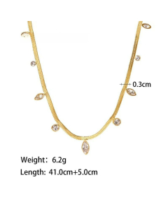 Fashion Gold Plated Zircon Stainless Steel Necklaces Round Oval Stainless Steel Necklace