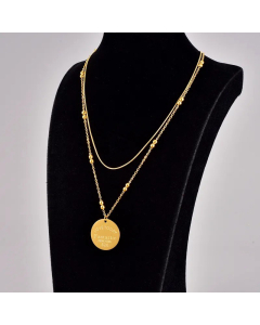 Fashion Layered Plating Stainless Steel Necklaces Round Letter Titanium Steel Pendant Necklace 