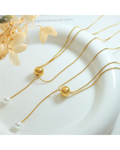 Simple Style Solid Color Titanium Steel Ball Pendant Necklace Pearl Stainless Steel Necklaces