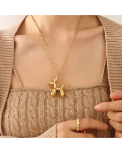 French Style Plating Stainless Steel Necklaces Ballon Dog Titanium Steel Pendant Necklace 