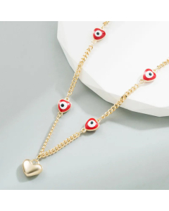 Retro Devil's Eye Enamel Stainless Steel Necklaces Heart Shape Titanium Steel Necklace