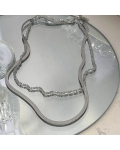 Fashion Solid Color Titanium Steel Double Layer Cannot Be Worn Separately Necklaces