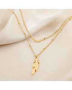 Fashion Plating Stainless Steel Necklaces Feather Titanium Steel Necklace 