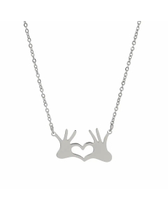 Retro Plating Stainless Steel Necklaces Hand Heart Shape Titanium Steel Necklace 