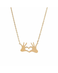 Retro Plating Stainless Steel Necklaces Hand Heart Shape Titanium Steel Necklace 