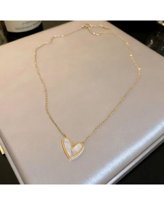 Minimalism Heart Shape Pendant Necklace Inlaid Sheel Stainless Steel Necklaces Colorza