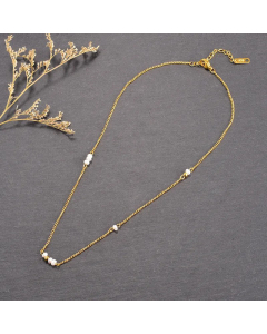 Simple Style Plating Pearl Stainless Steel Necklaces Geometric Titanium Steel Necklace 