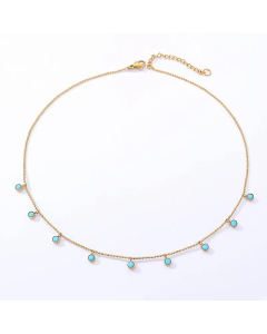Vintage Style Gold Plated Turquoise Stainless Steel Necklaces Round Stainless Steel Necklace Colorza