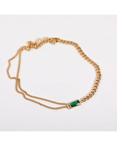 Fashion Square Titanium Steel Bracelets Choker Plating Stainless Steel Necklaces-01-Green