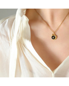 Fashion Enamel Artificial Diamond Stainless Steel Necklaces Star Titanium Steel Pendant Necklace 