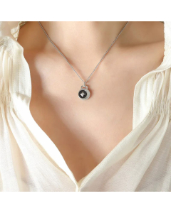 Fashion Enamel Artificial Diamond Stainless Steel Necklaces Star Titanium Steel Pendant Necklace 