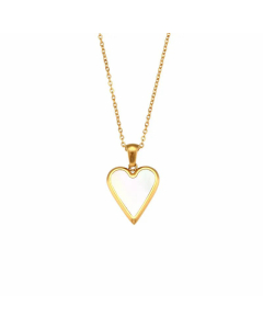Fashion Inlay Striped Acrylic Shell Stainless Steel Necklaces Mirror Heart Shape Stainless Steel Necklace 