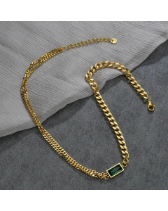 Fashion Plating Zircon Stainless Steel Square Stainless Steel Choker Necklaces