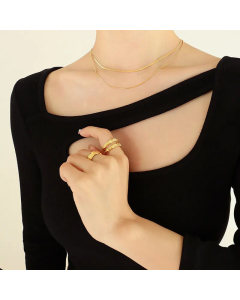 Novelty Double Layered Plain Snake Chain Titanium Steel Solid Color Necklace 