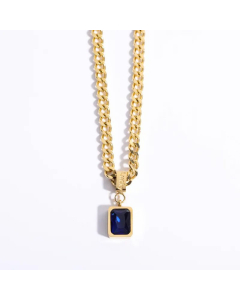 Retro Square Stainless Steel Necklace Plating Zircon Fine Necklaces 
