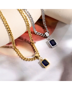 Retro Square Stainless Steel Necklace Plating Zircon Fine Necklaces 