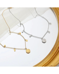 Fashion Round Portrait Titanium Steel Pendant Necklace Gold Plated Stainless Steel Necklaces