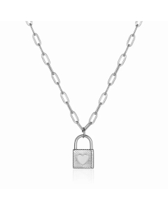 Simple Style Heart Shape Lock Titanium Steel Pendant Necklace Gold Plated Stainless Steel Necklaces