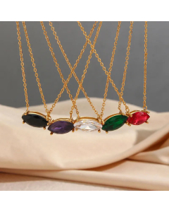 Sweet Solitaire Stainless Steel Necklace Inlaid Zircon Stainless Steel Necklaces