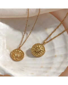 Retro Sun With 12 Constellation Stainless Steel Necklace Plating Stainless Steel Necklaces