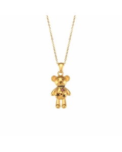Cute Inlaid Zircon Stainless Steel Necklaces Bear Stainless Steel Necklace 