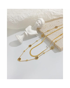 Fashion Tree Of Life Stainless Steel Layered Round Necklaces Plating Stainless Steel Necklaces