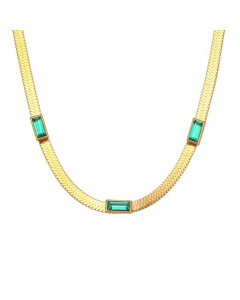 Retro Inlay Zircon Stainless Steel Necklaces Square Stainless Steel Necklace 
