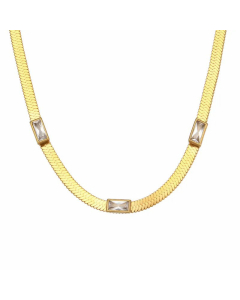 Retro Inlay Zircon Stainless Steel Necklaces Square Stainless Steel Necklace 