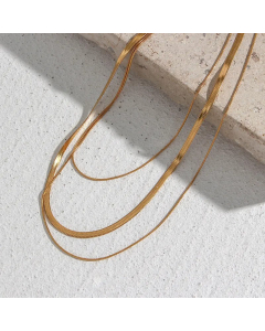 Plain Three-Layer Snake Chain Thin Snake Bones Chain Necklace Solid Color Stainless Steel Necklaces