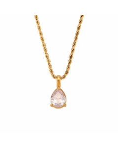 Lady Inlaid Zircon Stainless Steel Necklaces Water Droplets Stainless Steel Pendant Necklace 