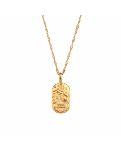 Retro Geometric With Constellation Stainless Steel Necklace Inlaid Zircon Stainless Steel Necklaces