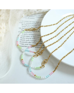 Fashion Round Imitation Pearl Beaded Stainless Steel Necklace