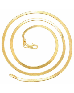 Fashion Solid Color Stainless Steel Necklace Plain Flat Chain Necklaces-Gold Color-2.5mm
