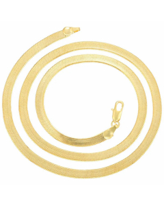 Fashion Solid Color Stainless Steel Necklace Plain Flat Chain Necklaces-Gold Color-4mm