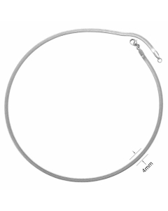 Fashion Solid Color Stainless Steel Necklace Plain Flat Chain Necklaces-Steel Color-4mm