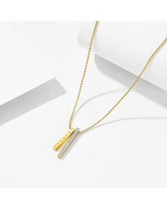 Roman Numerals Rectangle Stainless Steel Necklace Inlay Rhinestones Stainless Steel Necklaces Colorza