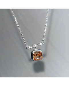 Fashion Inlay Zircon Stainless Steel Necklaces Square Titanium Steel Necklace 