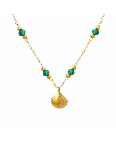 Ethnic Style Inlay Beads Stainless Steel Necklaces Shell Titanium Steel Necklace 