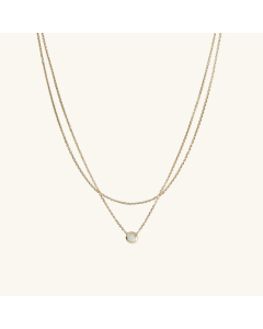 Fashion Layered Round Titanium Steel Necklaces Gold Plated Inlay Natural Stone Stainless Steel Necklaces