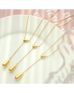 Fashion Water Droplets Plating Stainless Steel Necklaces Tassel Titanium Steel Necklace 
