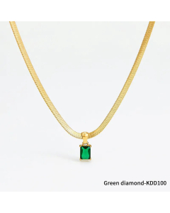 Fashion Inlay Zircon Stainless Steel Necklaces Square Stainless Steel Necklace 
