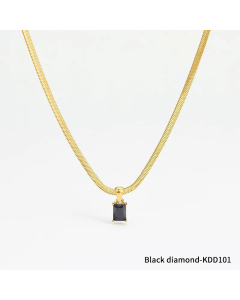 Fashion Inlay Zircon Stainless Steel Necklaces Square Stainless Steel Necklace 