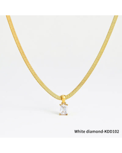Fashion Inlay Zircon Stainless Steel Necklaces Square Stainless Steel Necklace 